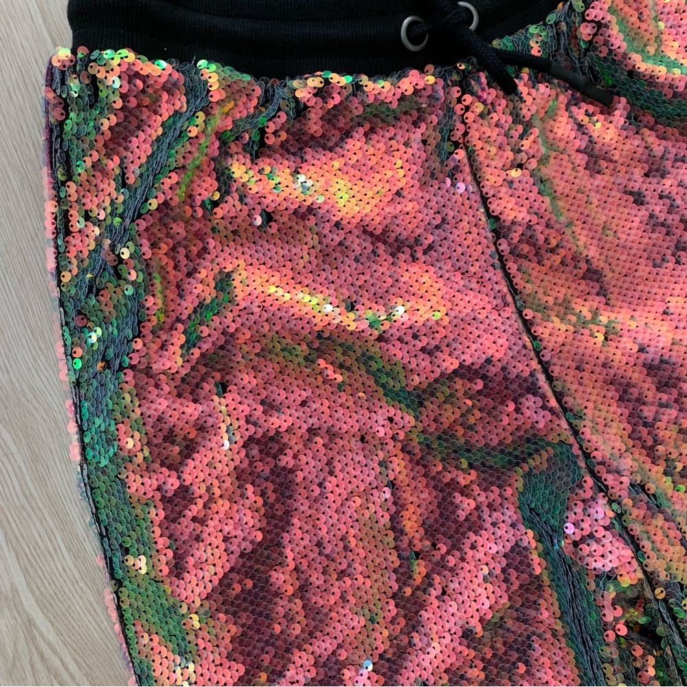 Iridescent sequin strapless crop top jogger set outfit nwot - Picture 3 of 3